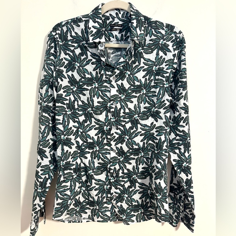 Patrizia Pepe Men's slim fit cotton light button down shirt size 46